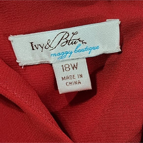 Ivy and Blu Red V-Neck detail waist flowy midi Party dress plus size 18W new! - Picture 5 of 8